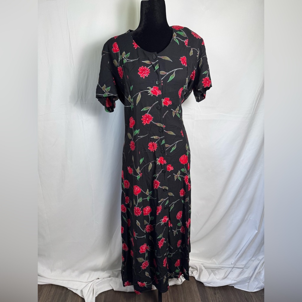 Betsy Lauren 10 Vintage Floral Cottagecore Button Front Dress